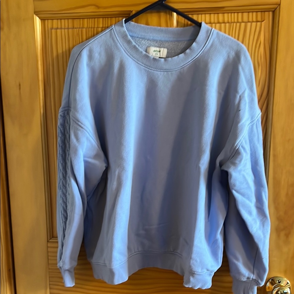 Aerie Blue Crewneck Sweater with Relaxed Fit